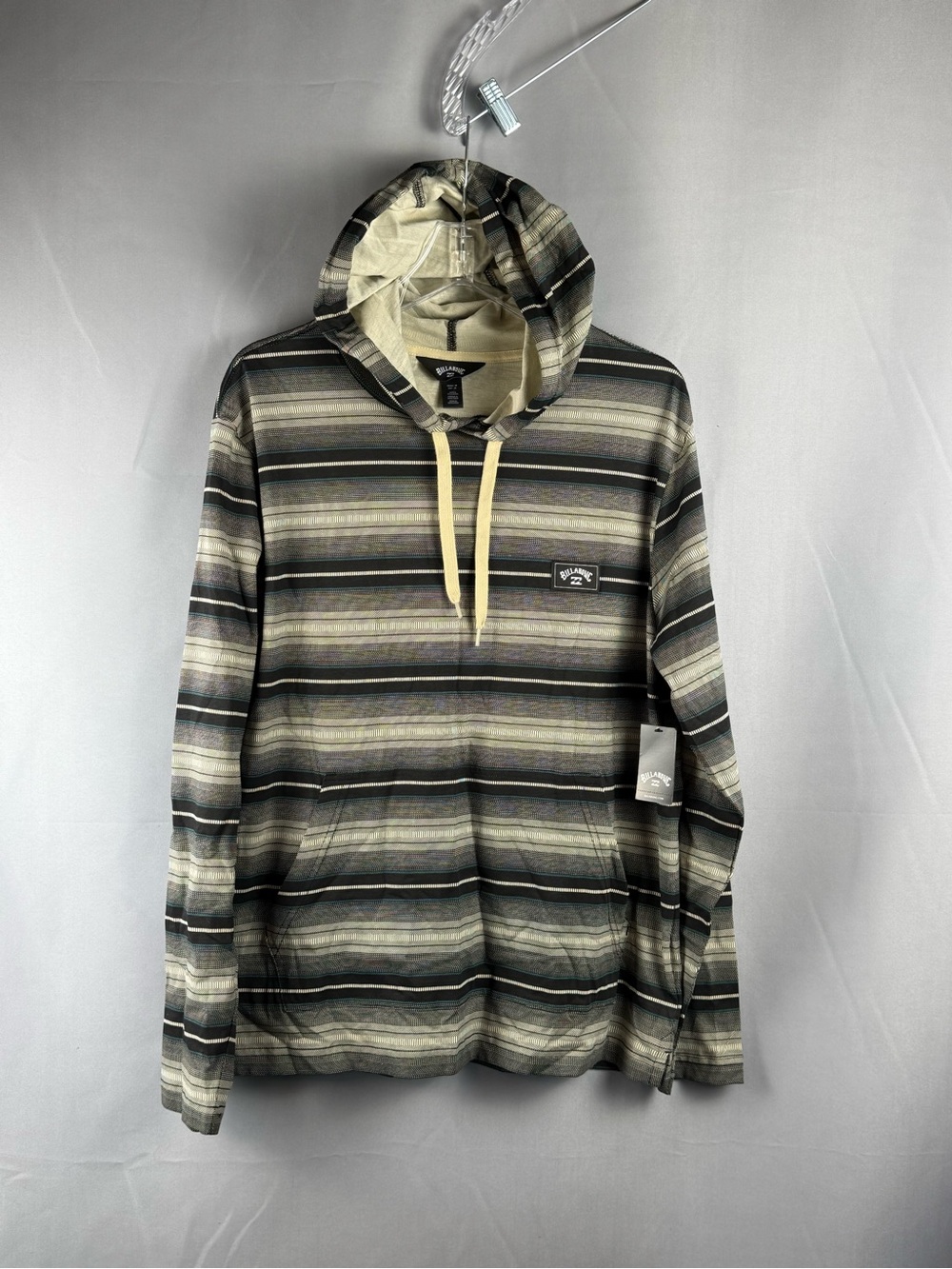 Striped Hoodie Pullover Mens Medium Surf Skate Cotton Billabong NEW